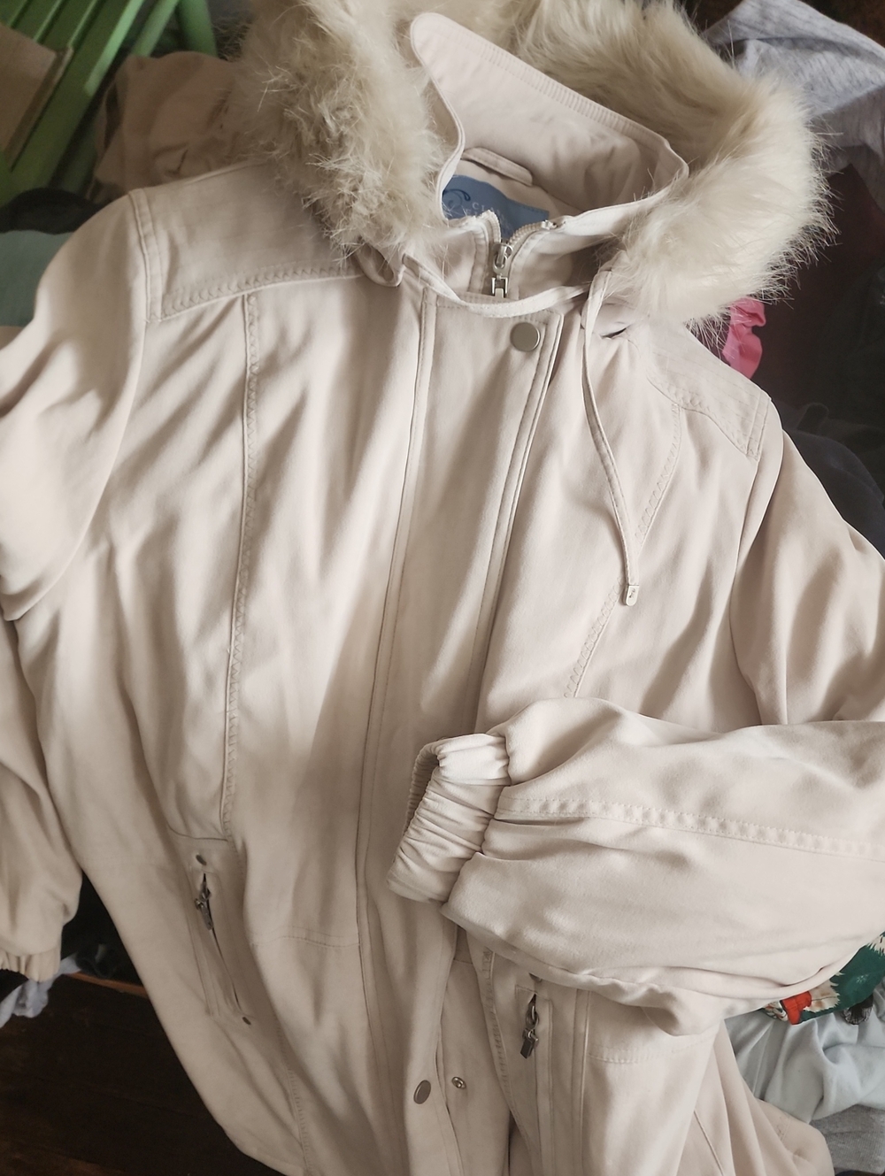 Classic Elements Cream Faux-Fur Hooded Puffer Coat